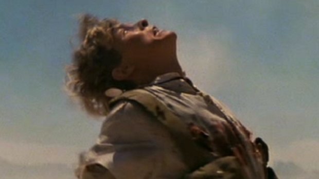 Film Still. Gallipoli (1981). Director: Peter Weir. Starring Mel Gibsobn, Mark Lee. The final devastating shot in Gallipoli.