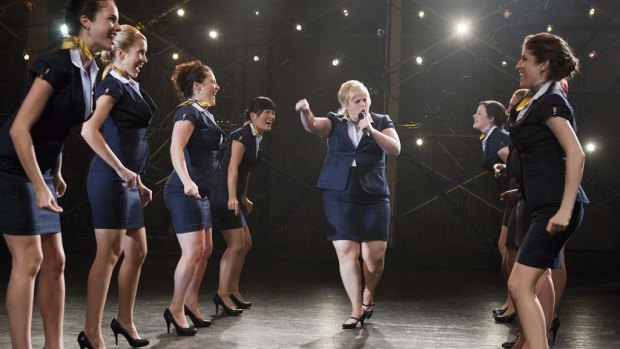 Rebel yell &#8230; Rebel Wilson as Fat Amy leads her college's a capella group. She delivers her brand of political incorrectness with uninhibited oomph.