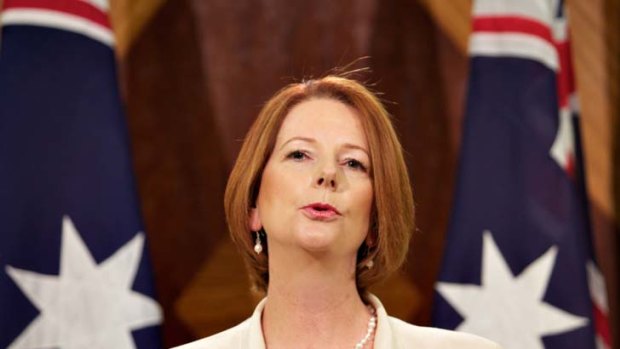 Double or nothing &#8230; Julia Gillard reveals the government's new stance yesterday.