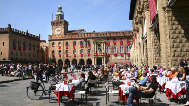The Piazza Maggiore in Bologna.