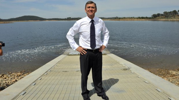 Water flows under Premier John Brumby after he started pumping water from the Goulburn River into Sugarloaf Reservoir.