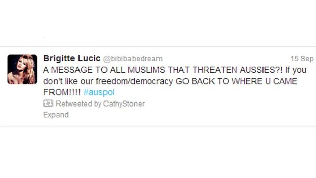 The retweet on Cathy Stoner's Twitter page.