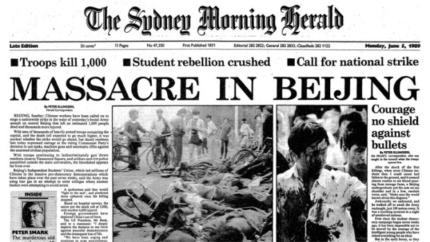 The front page of the <i>Herald</i> on June 5, 1989.