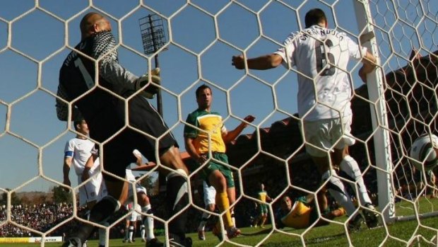 Tim Cahill scores a goal for the Socceroos in a World Cup warm-up against the USA in South Africa in 2010. There is no suggestion that any players involved in the game were involved in match-fixing.