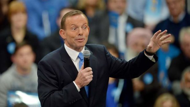 On message: Opposition leader Tony Abbott at the  Victorian Liberal Party's campaign launch in   Melbourne on Saturday.