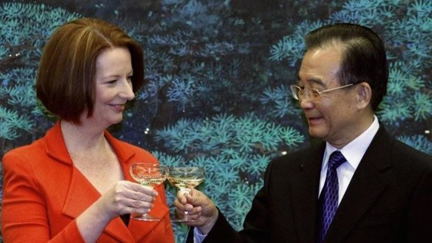 Julia Gillard and Chinese Premier Wen Jiabao hold talks in Beijing last year.