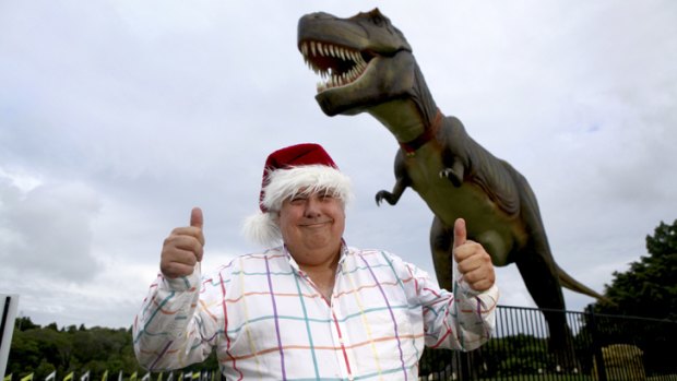 Clive Palmer invited 650 disadvantaged Queenslanders for Christmas lunch at Palmer Coolum Resort, home of Jeff the Dinosaur.