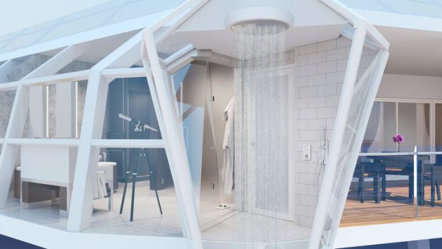 Celebrity Cruises' new Reflection Suite shower.
