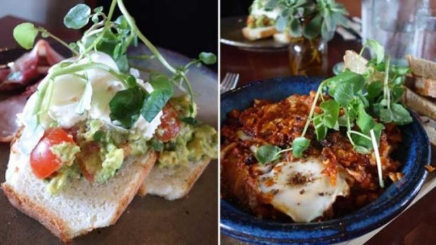 The smashed avocado and baked eggs came in at a very reasonable price
