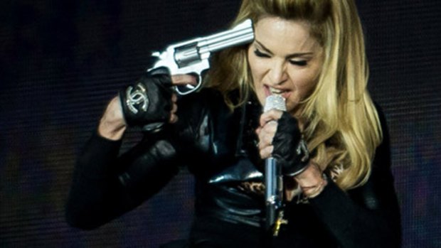 Controversial as ever ... Madonna performing in London in July 2012.
