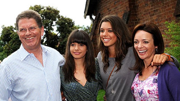 Liberal leader Ted Baillieu with his wife Robyn and daughters Martha and Eleanor arriving to vote in Hawthorn yesterday.