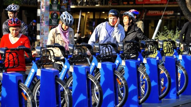 Melbourne's bike share scheme station at Melbourne University.