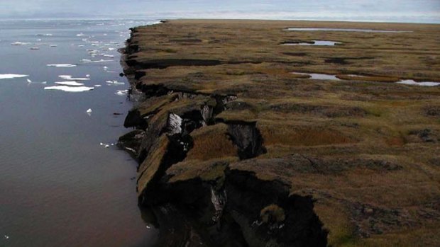 Climate change ... coastal erosion along the Beaufort Sea coastline at Drew Point in Alaska.