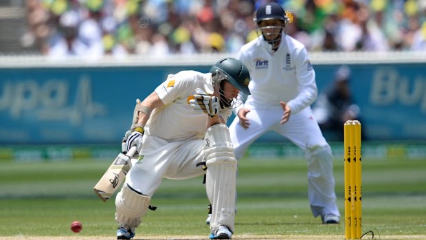 Chris Rogers is hit by a Stuart Broad bouncer during the Boxing Day Test, 2013.