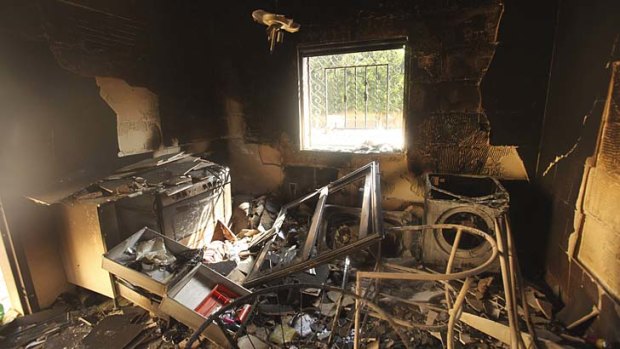 An interior view of the damage at the US consulate, which was attacked and set on fire by gunmen