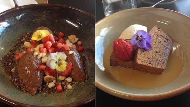 (L-R) Chocolate mousse and the sticky date pudding.