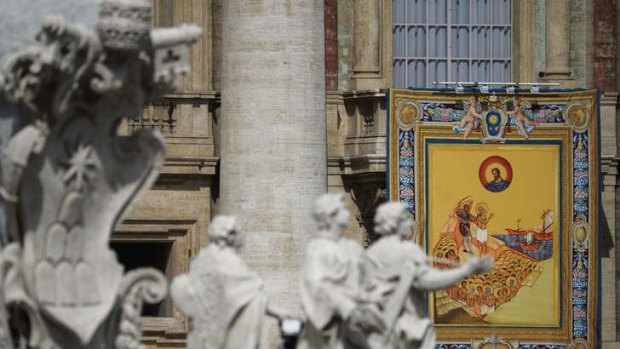 Christian martyrs: A tapestry with the image of Antonio Primaldo, one of the 800 killed in Otranto, hangs in St Peter's square