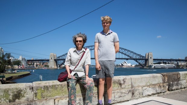 Blues Point Tower residents Frances Mullally and son Finn have grave concerns about building work.