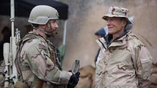Creating a box-office hit ... Bradley Cooper and director Clint Eastwood on set of <i>American Sniper</i>.