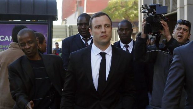Oscar Pistorius leaves court in Pretoria.