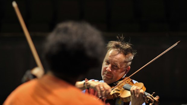 New tune...Nigel Kennedy rehearses with the Melbourne Symphony Orchestra earlier this year.