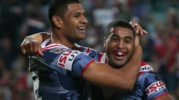 Shared fate: Daniel Tupou and Roosters teammate Michael Jennings are both out injured with a back injury.