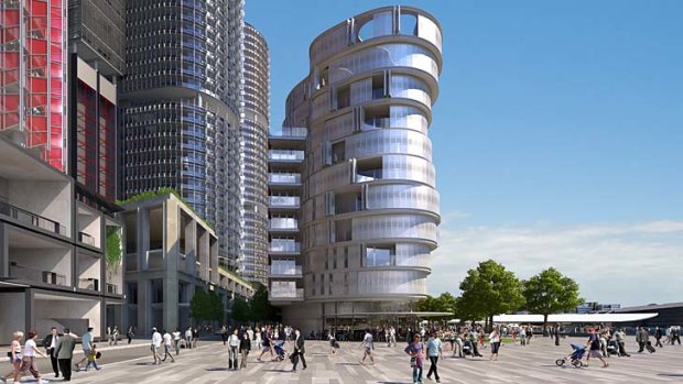 Artist's impression of low rise residential apartments designed by Richard Francis-Jones at Barangaroo South.