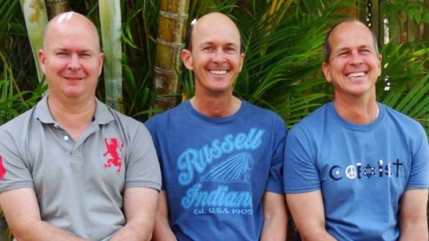 Brothers: Peter Greste, right, with his brothers Michael, left, and Andrew.