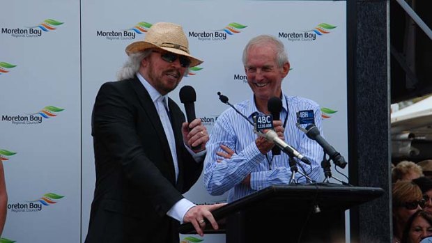 Barry Gibb with former 4BC broadcaster Bill Gates, who gave the Bee Gees their name.