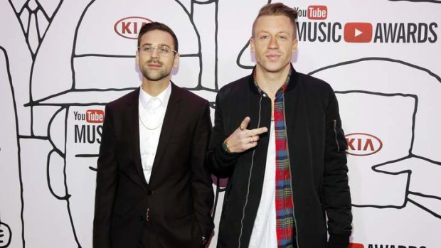 Ryan Lewis and Macklemore attend the YouTube Music Awards in New York. The duo had the Most streamed track in the world during 2013, with <i>Thrift Shop</i>.
