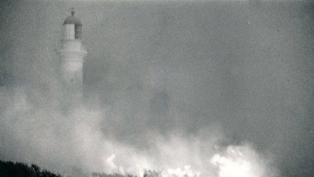 Beseiged by flames: but the Airey's Inlet lighthouse survived