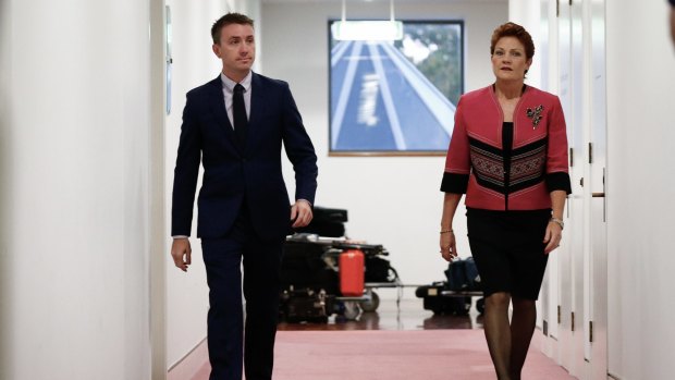 One Nation senator Pauline Hanson and chief-of-staff James Ashby.