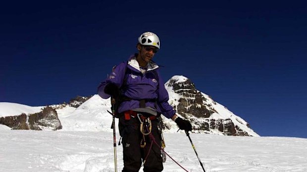 Not slowing down ... Fiennes at home on a Patagonian glacier.