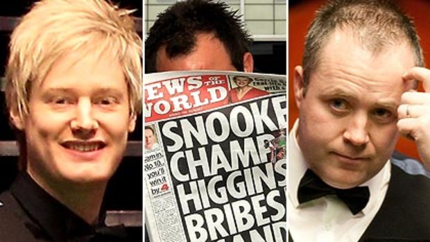 Scandal ...Neil Robertson's appearance in the snooker world championship final has been overshadowed by an alleged scandal involving world number one John Higgins, right.