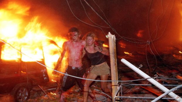Hanabeth Luke (right) with Tom Singer moments after the blast.