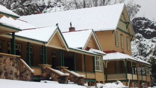 Caves House after a snowfall