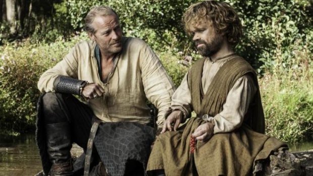 A would-be touching moment between Jorah and Tyrion if it wasn't for the slavers.