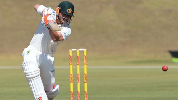 Back in Ashes contention: David Warner in action for Australia A.