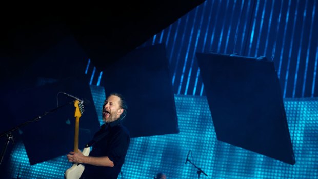 Thom Yorke, Radiohead's frontman, during last night's concert.
