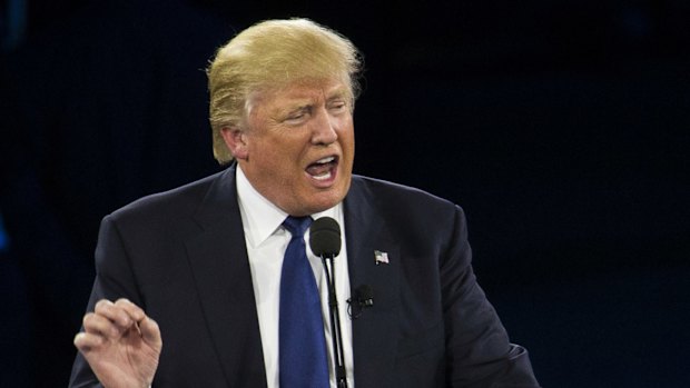 Republican presidential candidate Donald Trump speaks in Washington. 