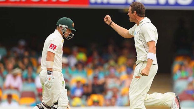 Tim Southee snared the wicket of David Warner.