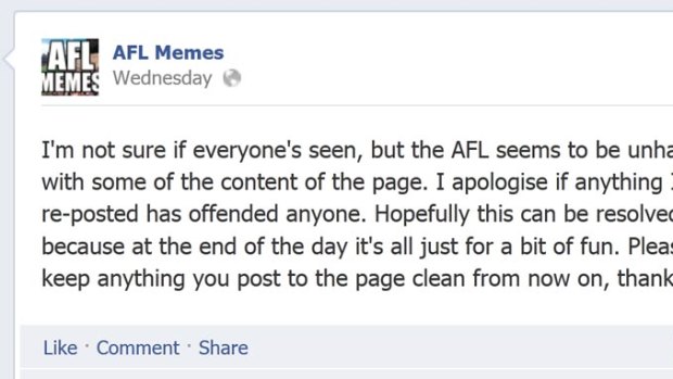A snapshot of the apology posted on Wednesday.