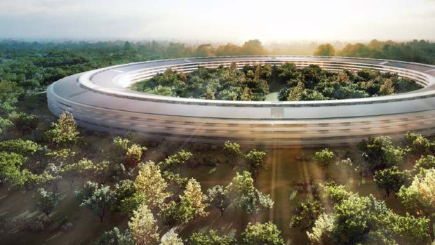 Apples proposed new headquarters is pictured in an artistic rendering.