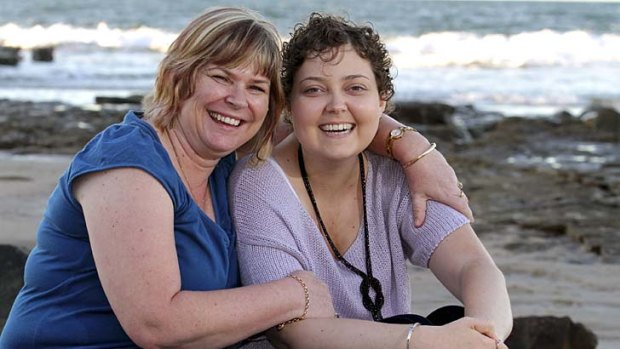 Carol Clough with her daughter Amy at Mooloolaba.