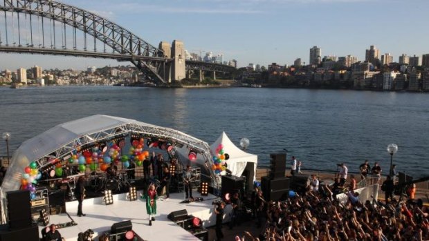 Miley Cyrus in concert live on <i>Sunrise</i>, at the Sydney Opera House.