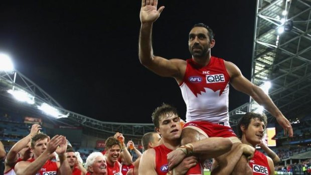 Champion: Adam Goodes will have a shot at his third premiership flag after helping the Swans dispose of North Melbourne to reach the grand final.