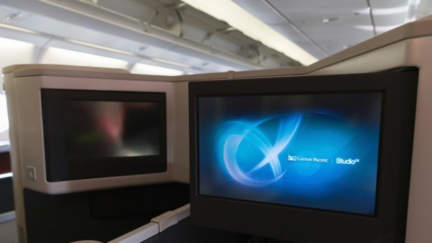 15.4 inch touchscreen televisions on board Cathay Pacific.