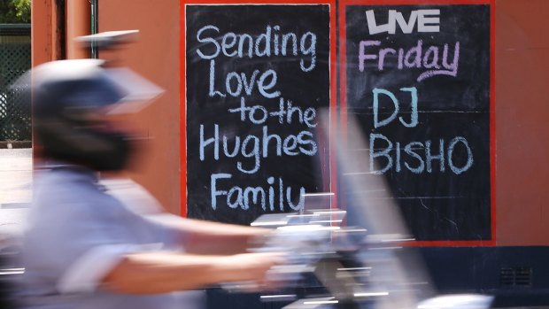 Local hero: the Nambucca Hotel pays tribute to the late Phillip Hughes.