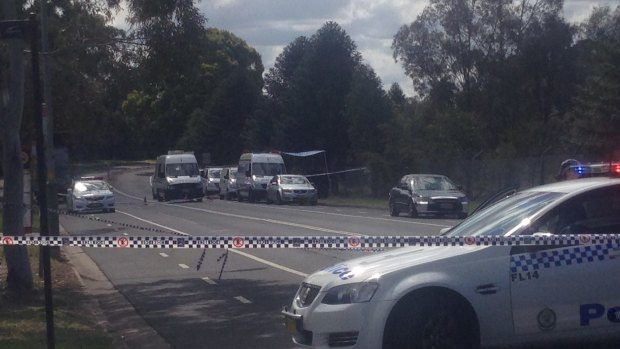 Crime scene: Police have closed off a section of East Street, Lidcombe.