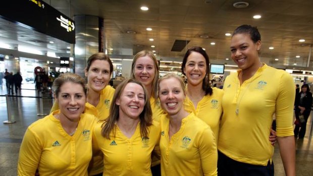 Part of the Australian women's basketball team, the Opals, leave Melbourne Airport for the London Olympics earlier this month.